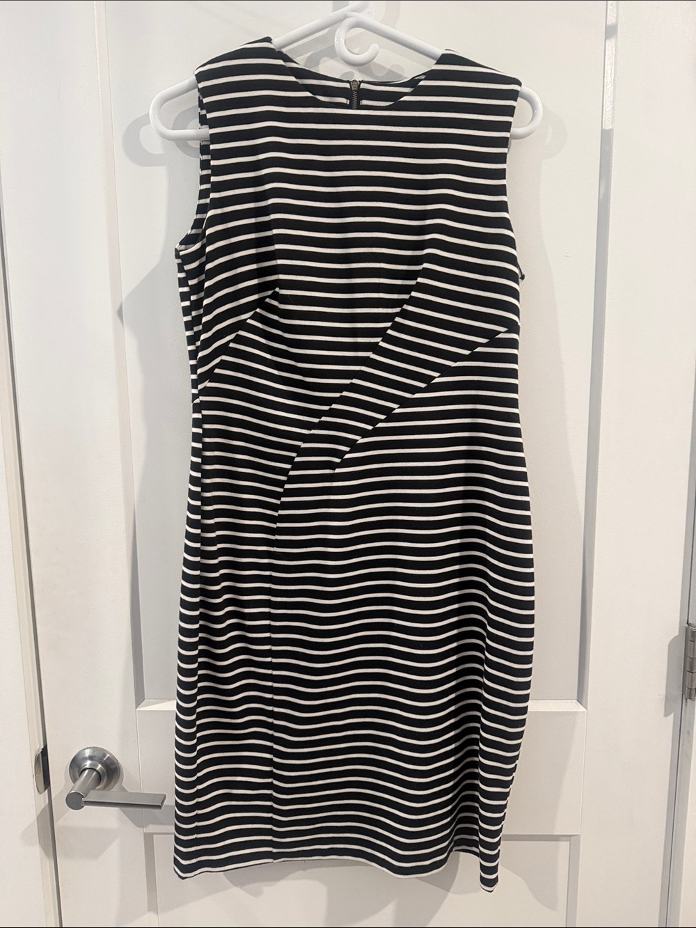 Taylor Black and White Striped Sheath Dress